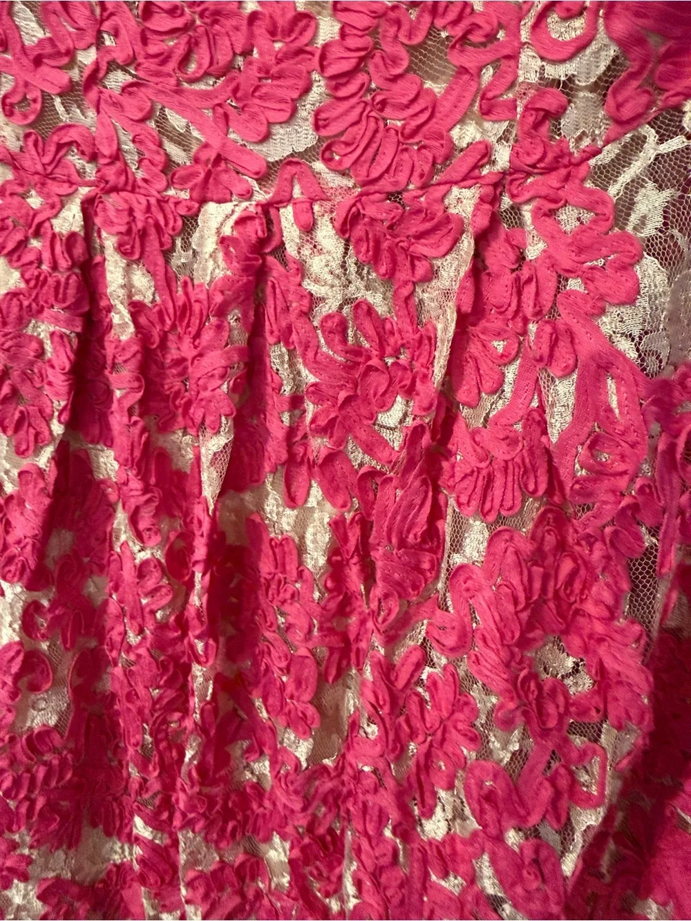Anthropologie Hot Pink Lace cap sleeve fit and flare dress by yoana baraschi
